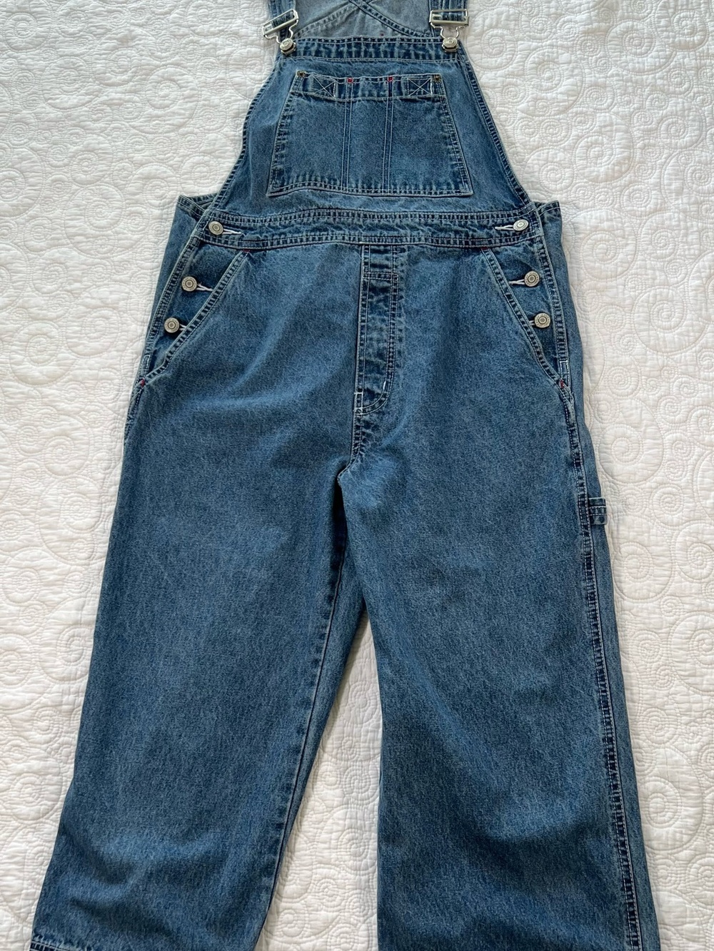 Vintage 2001 Gap Denim Overalls Baggy Wide Leg Medium Wash Y2K Dungarees Size S